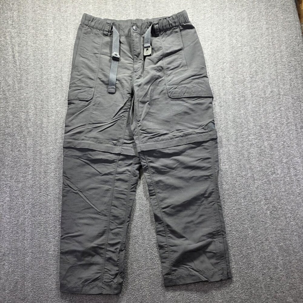 The North Face Pants Mens Large Gray Convertible Hiking Cargo Nylon Short TNF